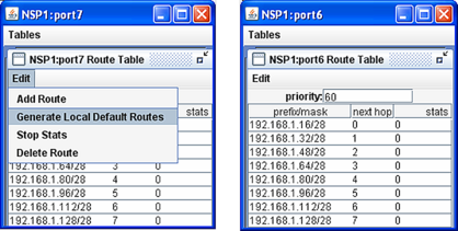 [[ Route Tables at Ports 7 and 6 ]]